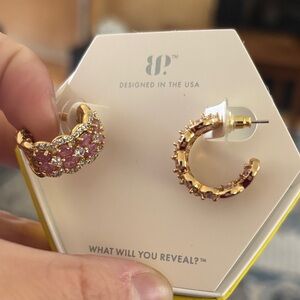 Elegant Gold and Pink Crystal Earrings